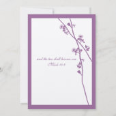 Periwinkle Wild Flower Branch Wedding Invitation Kaart (Achterkant)