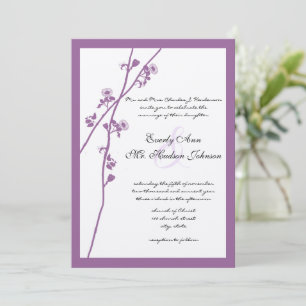 Periwinkle Wild Flower Branch Wedding Invitation Kaart