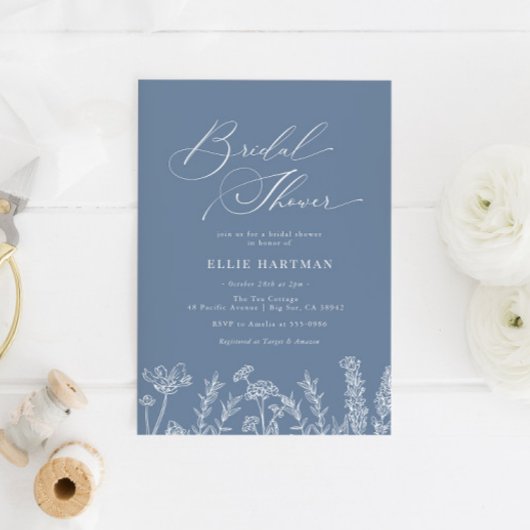 Periwinkle Wildflower Bridal Shower Kaart