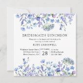 Periwinkle Wildflower Bruidsmeisjes Luncheon Kaart (Voorkant)