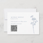 Periwinkle Wildflower QR Code Weddenschap RSVP Kaartje (Voorkant)