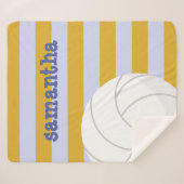 Periwinkle & Yellow Giant Volleyball Striped Sherpa Deken (Voorkant (horizontaal))