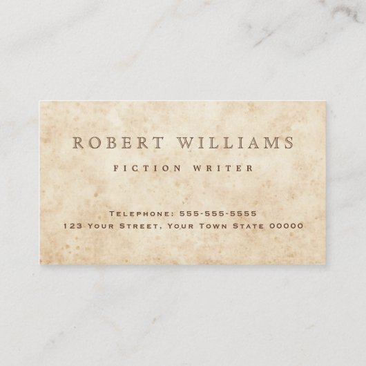 perkament antiek verouderd papier rustiek visitekaartje (Achterkant)