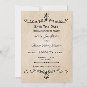 perkament Bewaar de datum trouwkaart Save The Date