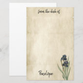  Perkament Botanische Irissen met Naam Briefpapier (Voorkant / Achterkant)