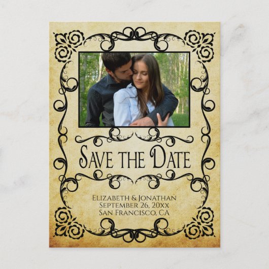  Perkament  Bruiloft Save the Date Briefkaart (Voorkant)