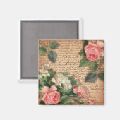 perkament en armoedige chique Rozen Magneet (Voorkant / Achterkant)