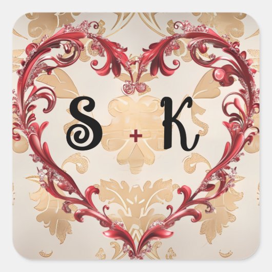 perkament Hart Valentijnsdag Vierkante Sticker (Voorkant)