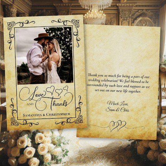  perkament liefde Bedankt foto & notitie bruiloft