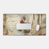 Perkament Liefdesbrief met Bloemen (10) Bureaumat (Keyboard & Muis)
