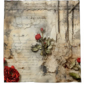  Perkament Liefdesbrief met Bloemen (10) Douchegordijn (Voorkant)