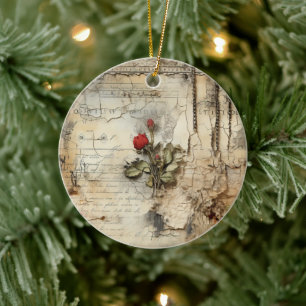  Perkament Liefdesbrief met Bloemen (10) Keramisch Ornament