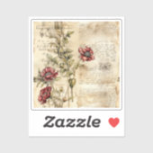  Perkament Liefdesbrief met Bloemen (1) Sticker (Vel)