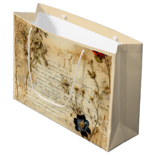  Perkament Liefdesbrief met Bloemen (5) Groot Cadeauzakje