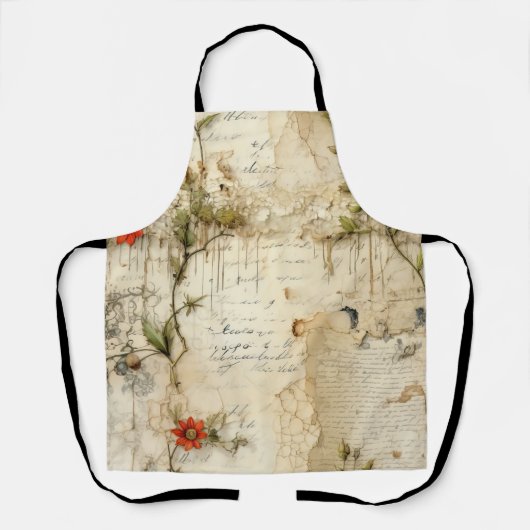  Perkament Liefdesbrief met Bloemen (6) Schort (Voorkant)