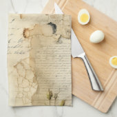 Perkament Liefdesbrief met Bloemen (6) Theedoek (Quarter Fold)