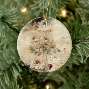  Perkament Liefdesbrief met Bloemen (7) Keramisch Ornament