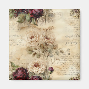 Perkament Liefdesbrief met Bloemen (7) Magneet