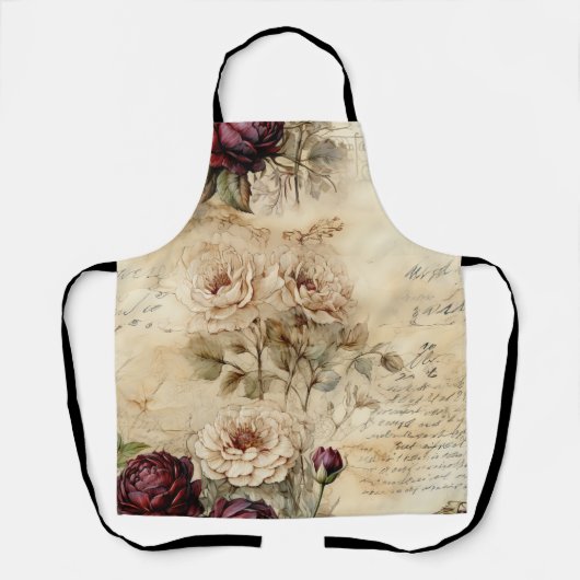  Perkament Liefdesbrief met Bloemen (7) Schort (Voorkant)