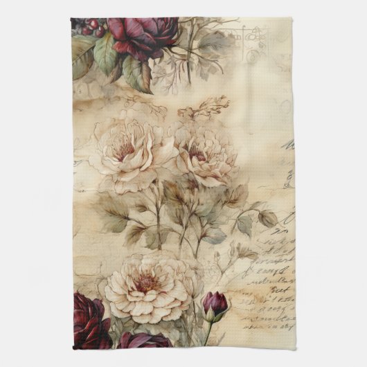  Perkament Liefdesbrief met Bloemen (7) Theedoek (Verticaal)