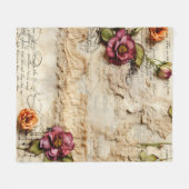 Perkament Liefdesbrief met Bloemen (8) Fleece Deken (Voorkant (Horizontaal))