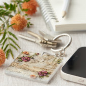  Perkament Liefdesbrief met Bloemen (8) Sleutelhanger (Voorkant Rechts)