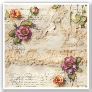 Perkament Liefdesbrief met Bloemen (8) Sticker
