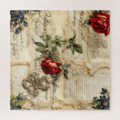  Perkament Liefdesbrief met Bloemen (9) Legpuzzel (Horizontaal)