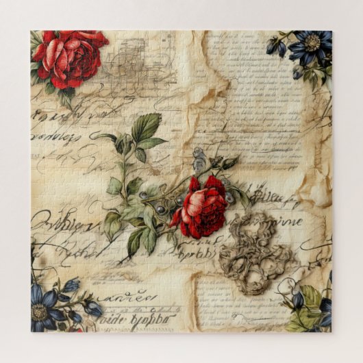  Perkament Liefdesbrief met Bloemen (9) Legpuzzel (Verticaal)