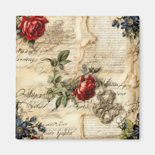  Perkament Liefdesbrief met Bloemen (9) Magneet