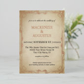  perkament met gouden bruiloft folie uitnodiging (Staand Voorkant)