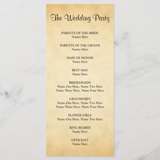 Perkament Patroon Ontwerp Trouwprogramma Programma (Achterkant)