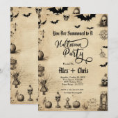  perkament volwassen gotische Halloween Party Kaart (Voorkant / Achterkant)