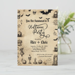 perkament volwassen gotische Halloween Party Kaart