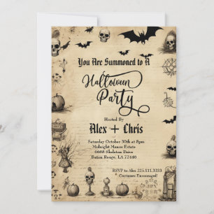 perkament volwassen gotische Halloween Party Kaart