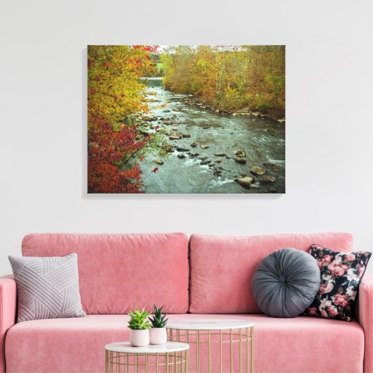 Perkiomen Creek in Autumn Green Lane Pennsylvania Canvas Afdruk (Insitu (Woonkamer))