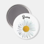 Perky White Daisy Flower gepersonaliseerde magneet (Voorkant / Achterkant)
