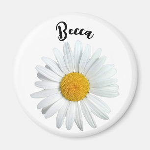 Perky White Daisy Flower gepersonaliseerde magneet