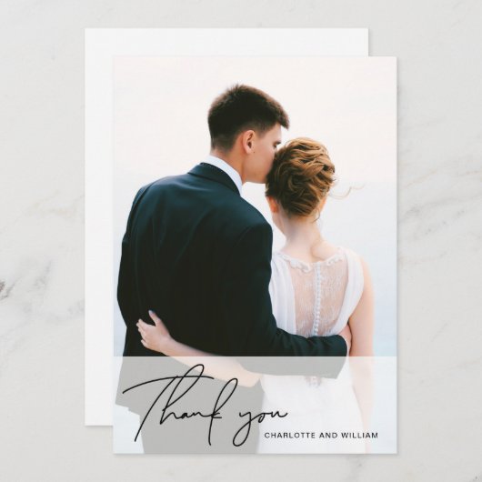 Perle blanche opaque | Carte Mariage Merci (Devant / Derrière)