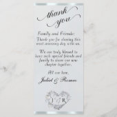 Perle d'Argent/Argent - Menu Monogramme & Merci (Dos)