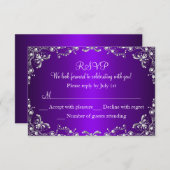 Perle d'argent pourpre Damask Sweet 16 RSVP (Devant / Derrière)