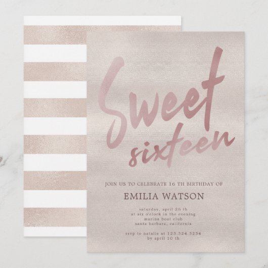 Perle précieuse | Invitation Sweet sixteen (Devant / Derrière)