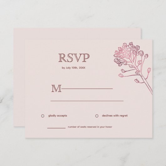 Perle rose Botanique Horizontale RSVP (Devant / Derrière)