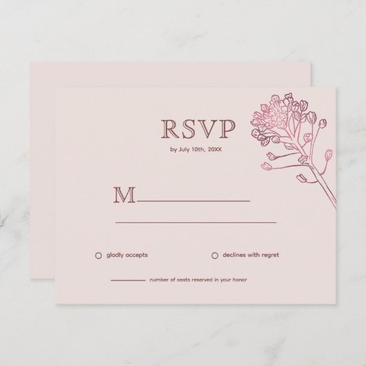 Perle rose Botanique Horizontale RSVP (Devant / Derrière)