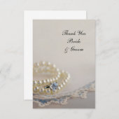 Perles, Anneau, Bleu Vintage Mariage Merci (Devant / Derrière)