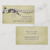 Perles blanches pourpres vintages et carte de (Devant / Derrière)