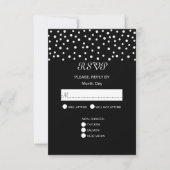 Perles Chic sur Carte de Réponse de Mariage Noir & (Devant)