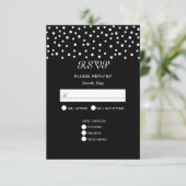 Perles chic sur carte RSVP de mariage noir et blan (Debout devant)