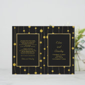 Perles de feuille d'or noir mariage plié programme (Debout devant)