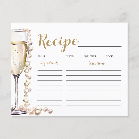 Perles d'Or et Prosecco : Cartes de recette pour u (Devant)